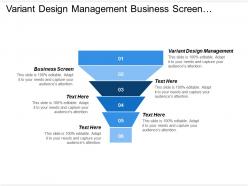 Variant design management business screen strategy development industry analysis