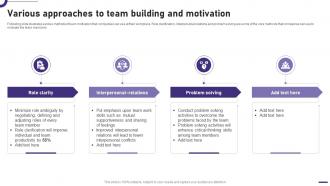Various Approaches To Team Building And Motivation