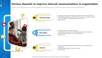 Various Channels To Improve Internal Internal Marketing To Promote Brand Advocacy MKT SS V