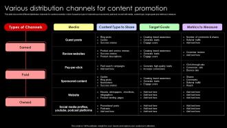 Various Distribution Channels For Content Promotion Lead Nurturing Strategies To Generate Leads