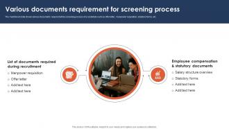 Various Documents Requirement For Screening Process