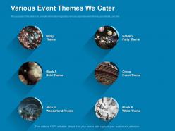 Various event themes we cater black white ppt powerpoint presentation background designs