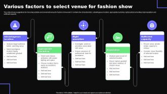 Various Factors To Select Venue For Fashion Show