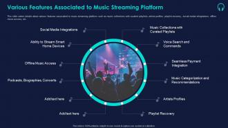 Various features associated to music streaming platform details about key music streaming platform