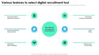 Various Features To Select Digital Recruitment Tool Recruitment Technology