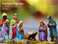 Various figures in christmas nativity scene