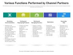 Various functions performed by channel partners