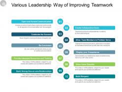 Various leadership way of improving teamwork