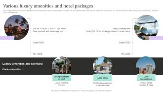 Various Luxury Amenities And Hotel Packages New And Effective Guidelines For Tourist Strategy SS V
