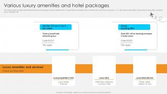 Various Luxury Amenities And Hotel Streamlined Marketing Plan For Travel Business Strategy SS V