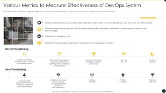Various metrics to measure effectiveness it infrastructure by implementing devops framework