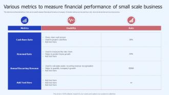 Various Metrics To Measure Financial Performance Of Small Scale Business