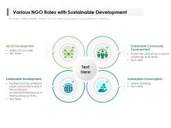 Various ngo roles with sustainable development