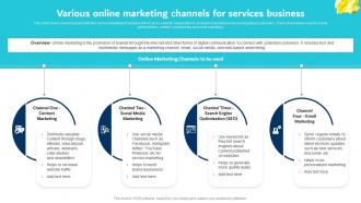 Various Online Marketing Channels For Services Business Digital Marketing Plan For Service