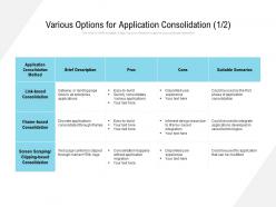 Various Options For Application Consolidation