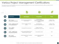 Various project management certifications ppt grid