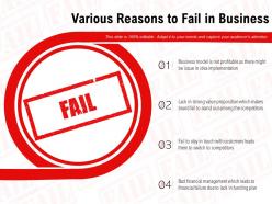 Various reasons to fail in business