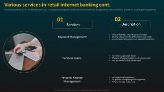 Various Services In Retail Internet Banking E Banking Management And Services