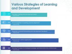Various strategies of learning and development