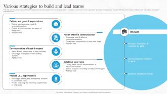 Various Strategies To Build And Lead Teams Boosting Financial Performance And Decision Strategy SS