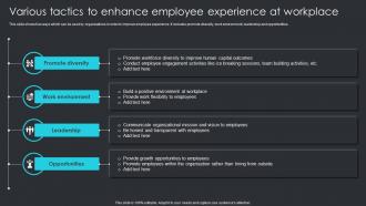 Various Tactics To Enhance Employee Experience At Workplace Employee Engagement Plan To Increase Staff