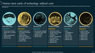 Various Tarot Cards Of Technology Utilized Utilizing Technology Responsible By Product Developer Playbook Analytical Visual