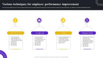 Various Techniques For Employee Performance Improvement
