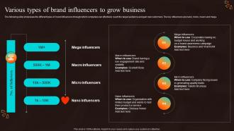 Various Types Of Brand Influencers To Grow Marketing Strategies For Start Up Business MKT SS V