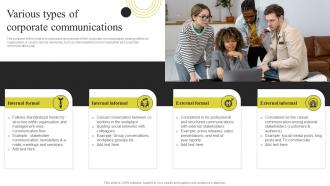 Various Types Of Corporate Communications Components Of Effective Corporate Communication