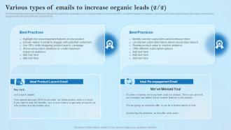 Various Types Of Emails To Increase Organic Leads Creative Business Marketing Ideas MKT SS V Engaging Editable
