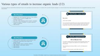 Various Types Of Emails To Increase Organic Leads Developing B2B Marketing Strategies MKT SS V Graphical Template