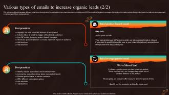 Various Types Of Emails To Increase Organic Marketing Strategies For Start Up Business MKT SS V Idea