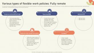 Various Types Of Flexible Work Policies Fully Remote Strategies To Create Sustainable Hybrid