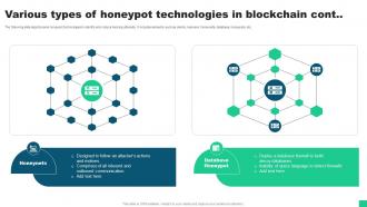Various Types Of Honeypot Technologies In Blockchain Guide For Blockchain BCT SS V Unique Downloadable