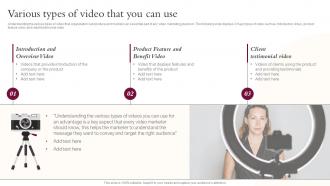 Various Types Of Video That You Can Use Influencer Reel And Video Action Plan Playbook