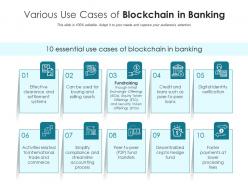 Various use cases of blockchain in banking