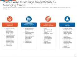 Various ways to manage project safety by managing threats management to improve project safety it