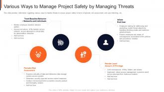 Various ways to manage project safety by managing threats project safety management it