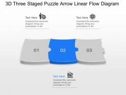 Vb 3d three staged puzzle arrow linear flow diagram powerpoint template