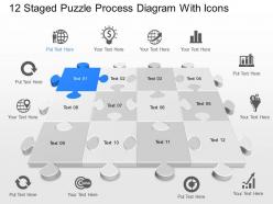 Vd 12 staged puzzle process diagram with icons powerpoint template
