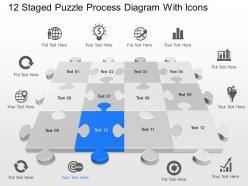 Vd 12 staged puzzle process diagram with icons powerpoint template