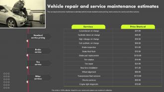 Vehicle Repair And Service Maintenance Estimates Auto Repair Shop Business Plan BP SS