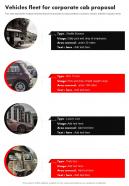 Vehicles Fleet For Corporate Cab Proposal One Pager Sample Example Document