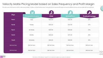 Velocity Matrix Pricing Model Based On Sales Frequency And Profit Margin