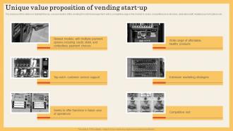 Vending Machine Business Plan Unique Value Proposition Of Vending Start Up BP SS