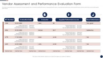 Vendor Assessment And Performance Evaluation Form