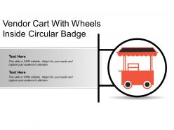 Vendor cart with wheels inside circular badge