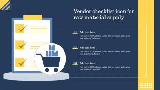 Vendor Checklist Icon For Raw Material Supply