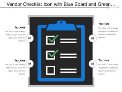 Vendor checklist icon with blue board and green ticks