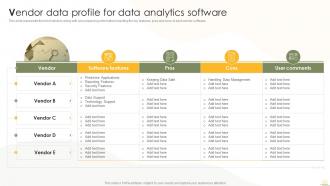 Vendor Data Profile For Data Analytics Software Business Analytics Transformation Toolkit